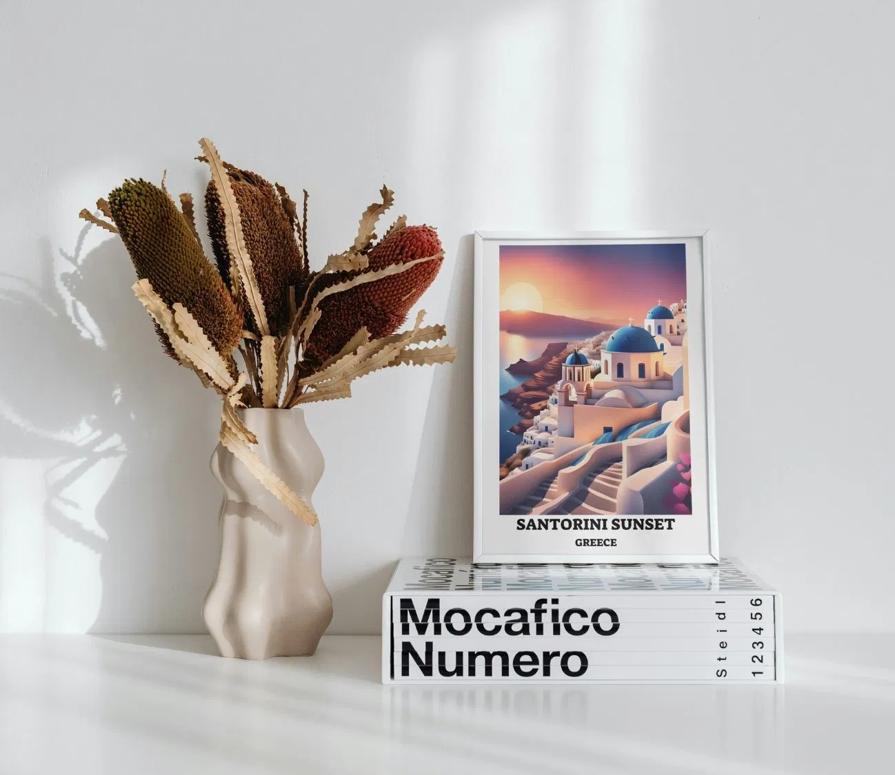 תמונה יפה דגם שקיעה סנטוריני יוון