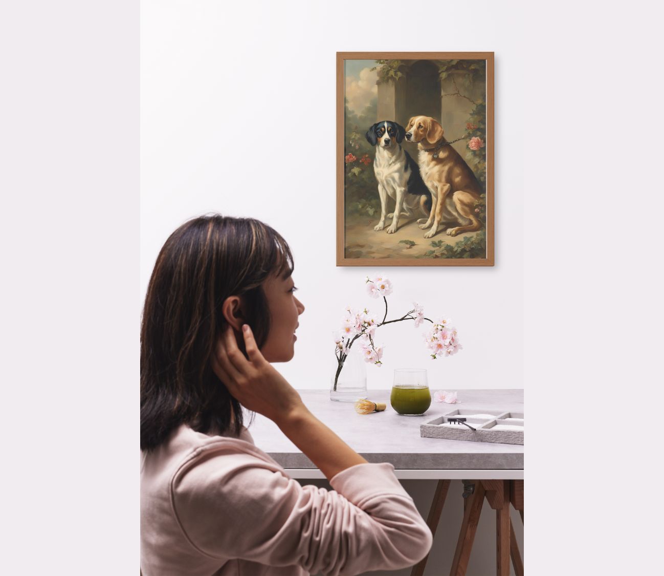 תמונת קיר טאץ' רומנטי: כלבים בסגנון עתיק