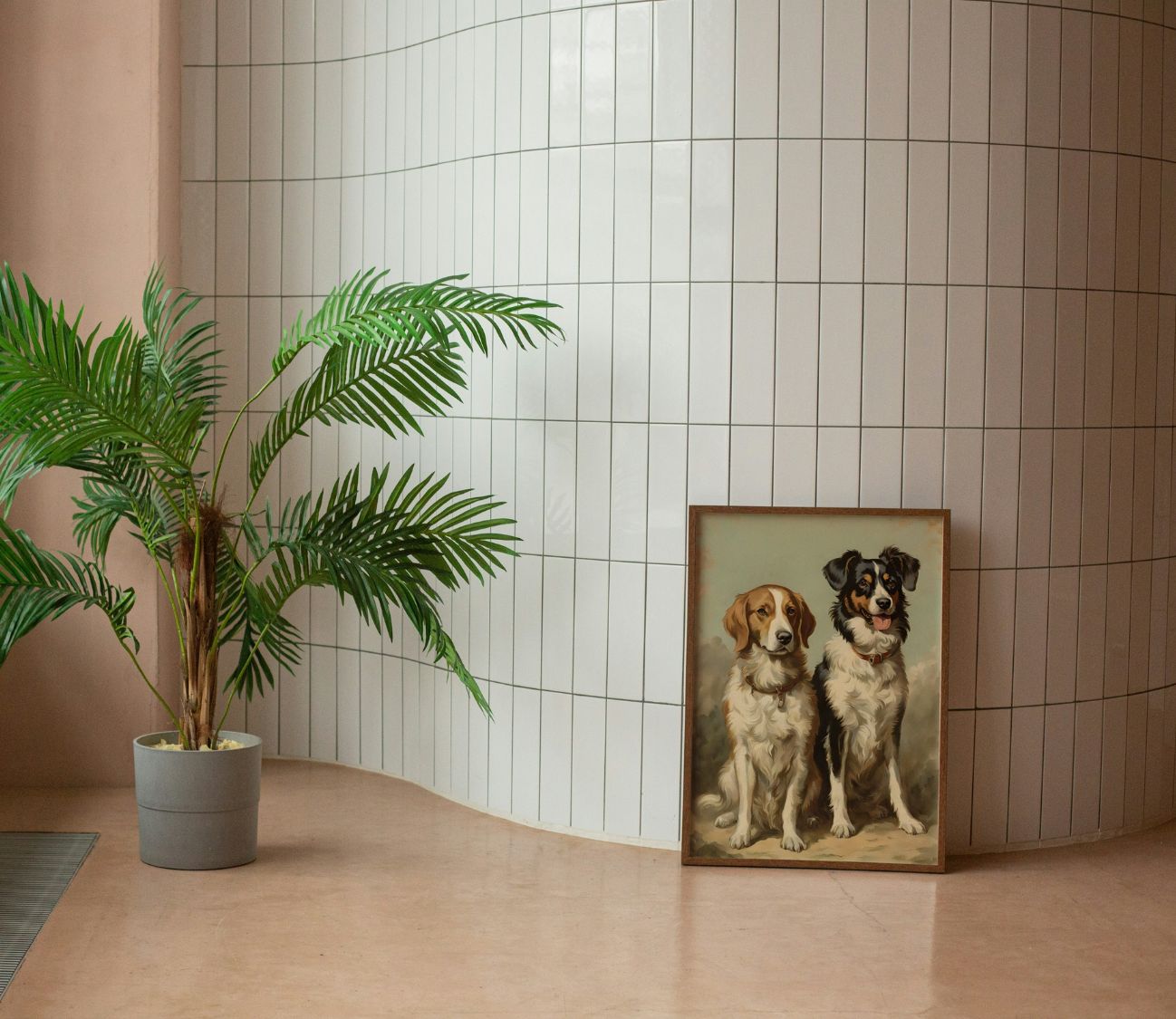 פריט קיר מושלם לעיצוב כפרי או קלאסי נגיעה של עבר, אהבה של הווה – הדפס כלבים מעורר רגש