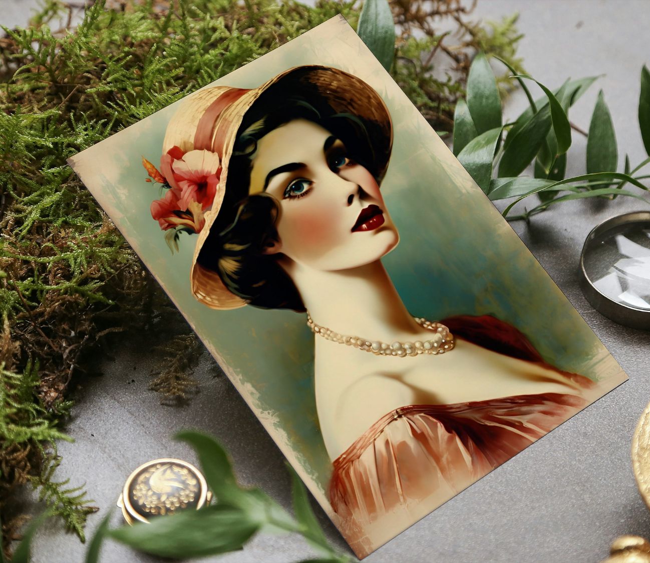 פוסטר וינטג' קלאסי – דיוקן נשי אלגנטי למסגור מושלם