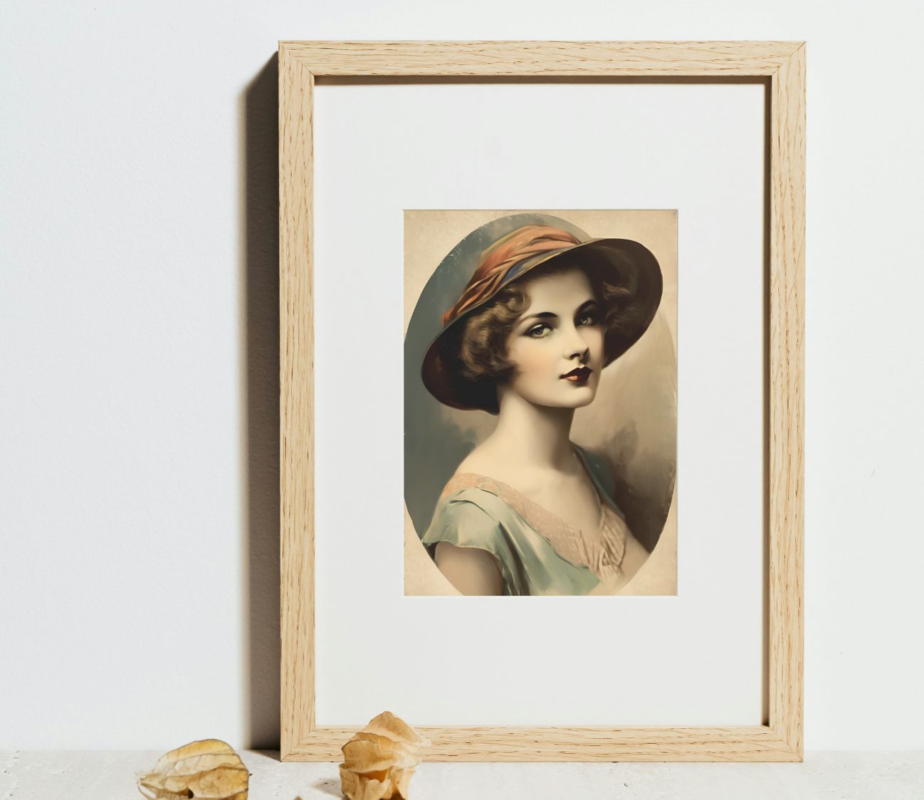 Vintage wall art print – elegant female portrait in retro style. Perfect framed poster for home décor, office, or a unique gift idea