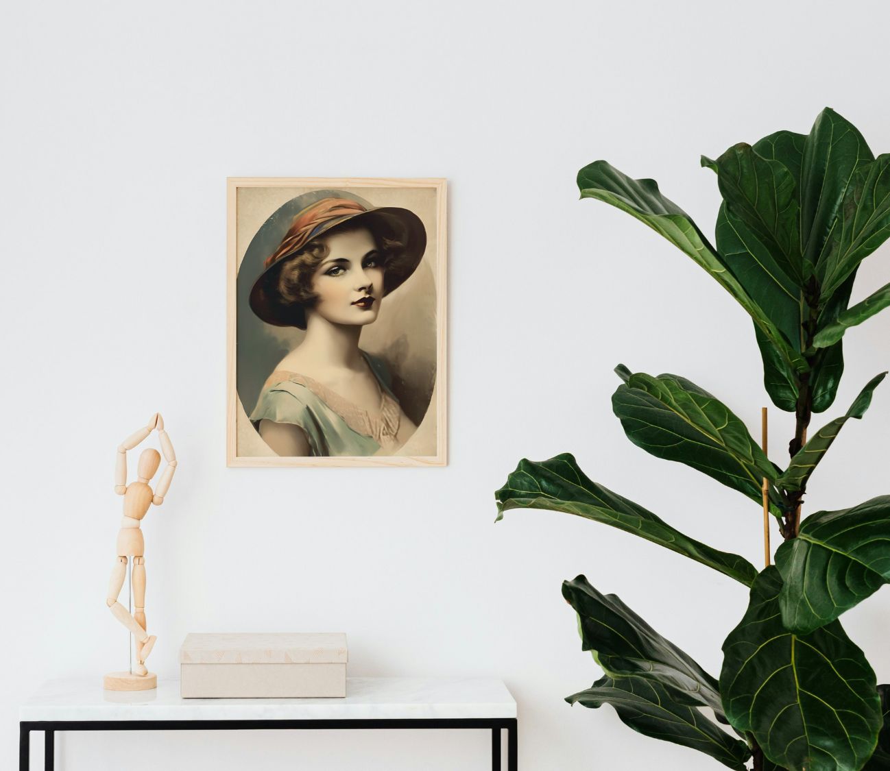 Retro vintage art print featuring a classic female portrait. High-quality wall décor for living room, bedroom, or as a timeless gift