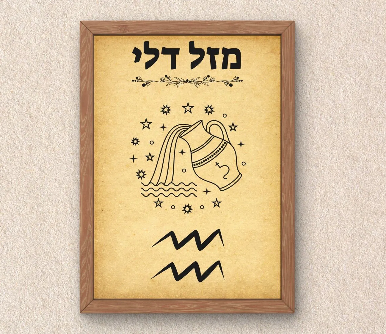 פוסטר מזל דלי – וינטג' קסום לעיצוב ייחודי בבית