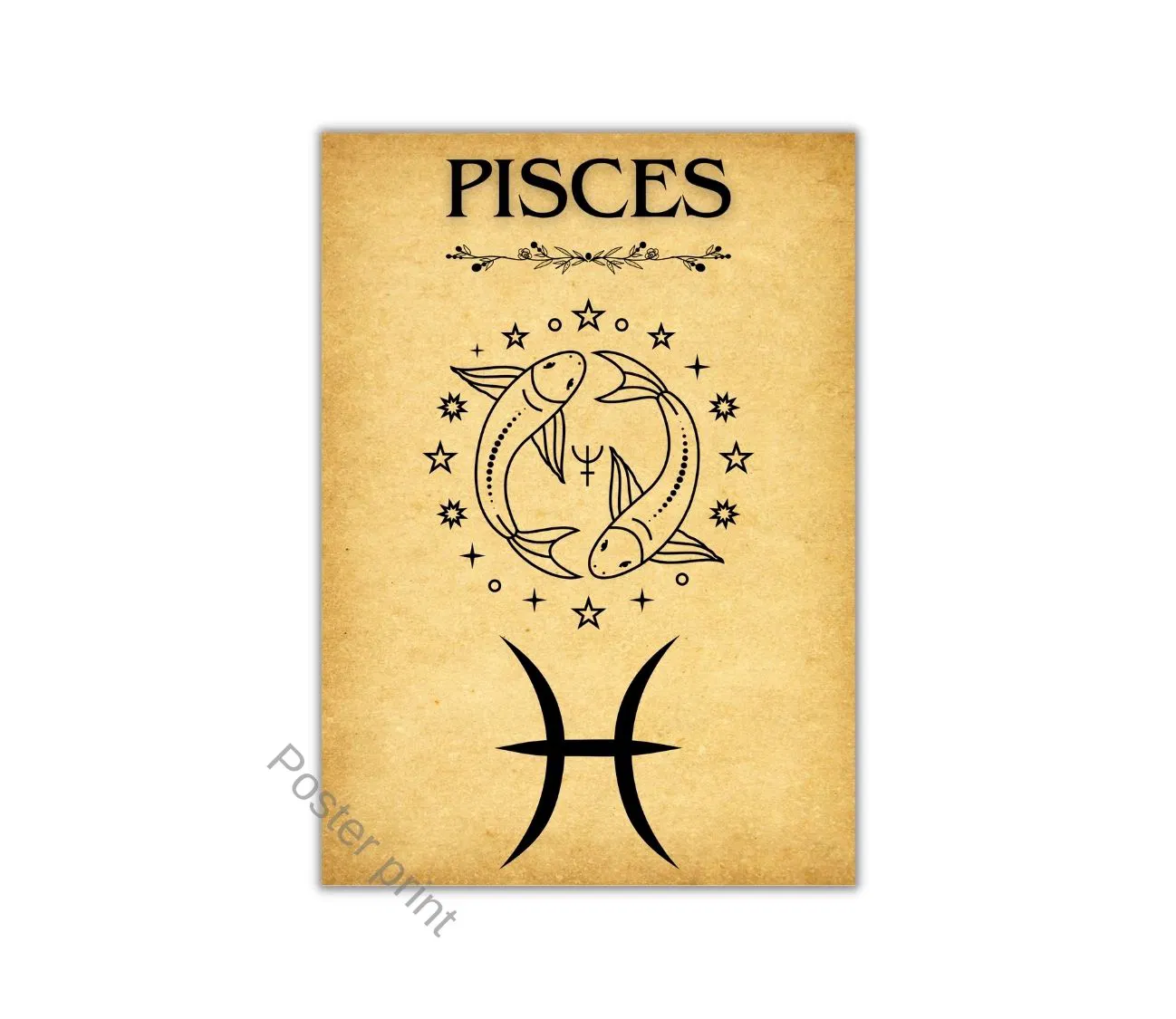פוסטר מזל דגים – אומנות עם נשמה וכוכבים