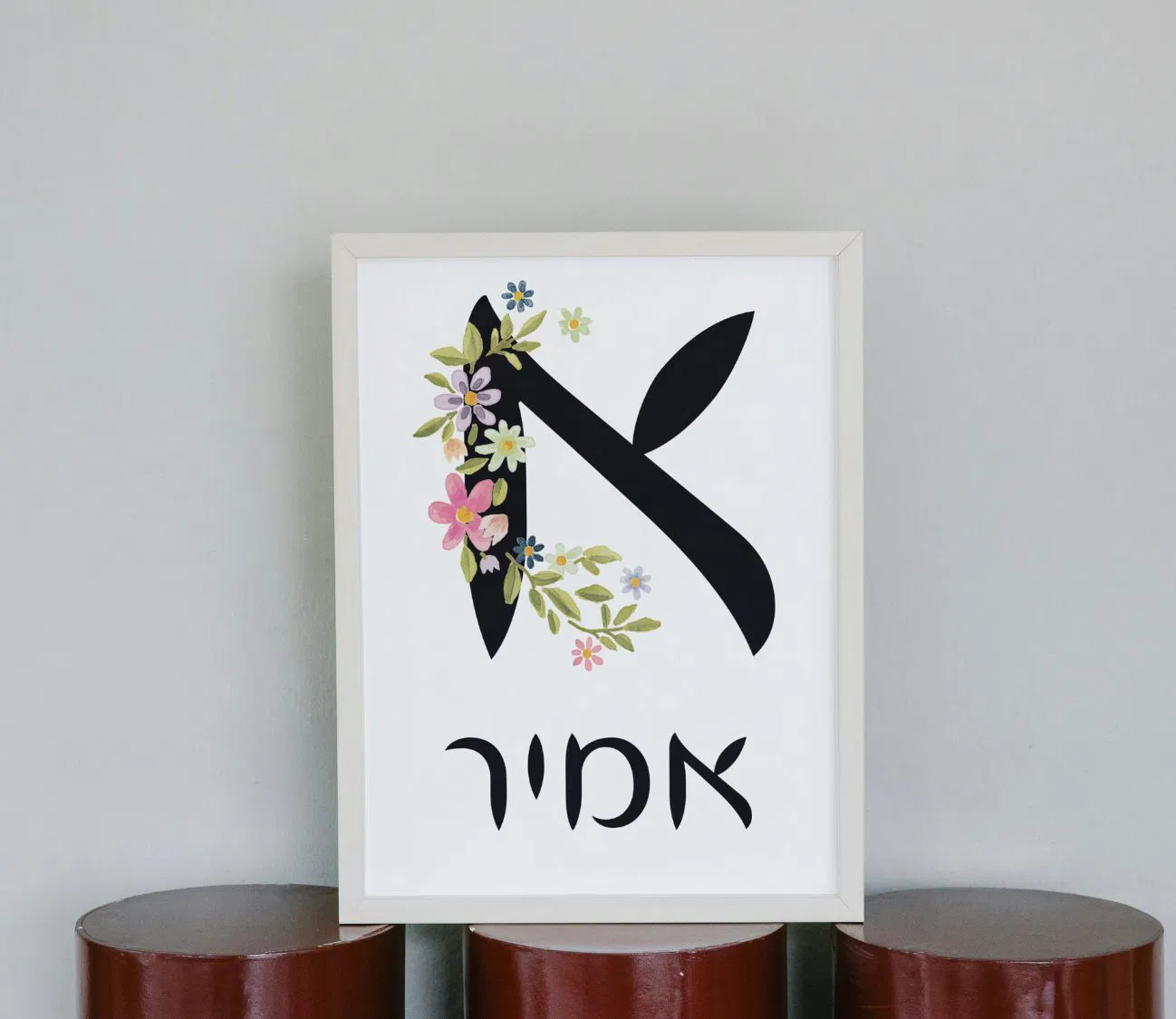 פוסטר פרחים אישי – הוסיפו את השם שלכם בעיצוב מיוחד לקיר