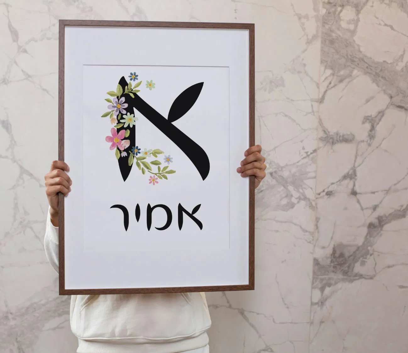 מתנה אישית ומרגשת – פוסטר פרחים עם שם בהתאמה אישית