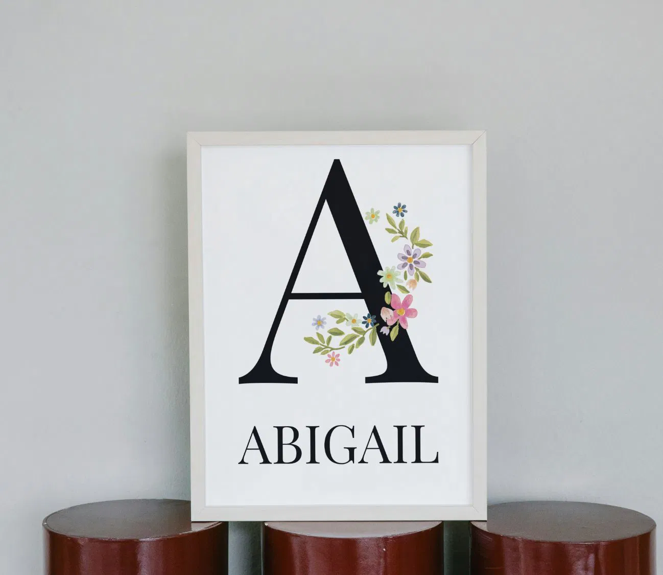 פוסטר פרחוני אישי – שם מעוצב שהופך ליצירת אמנות