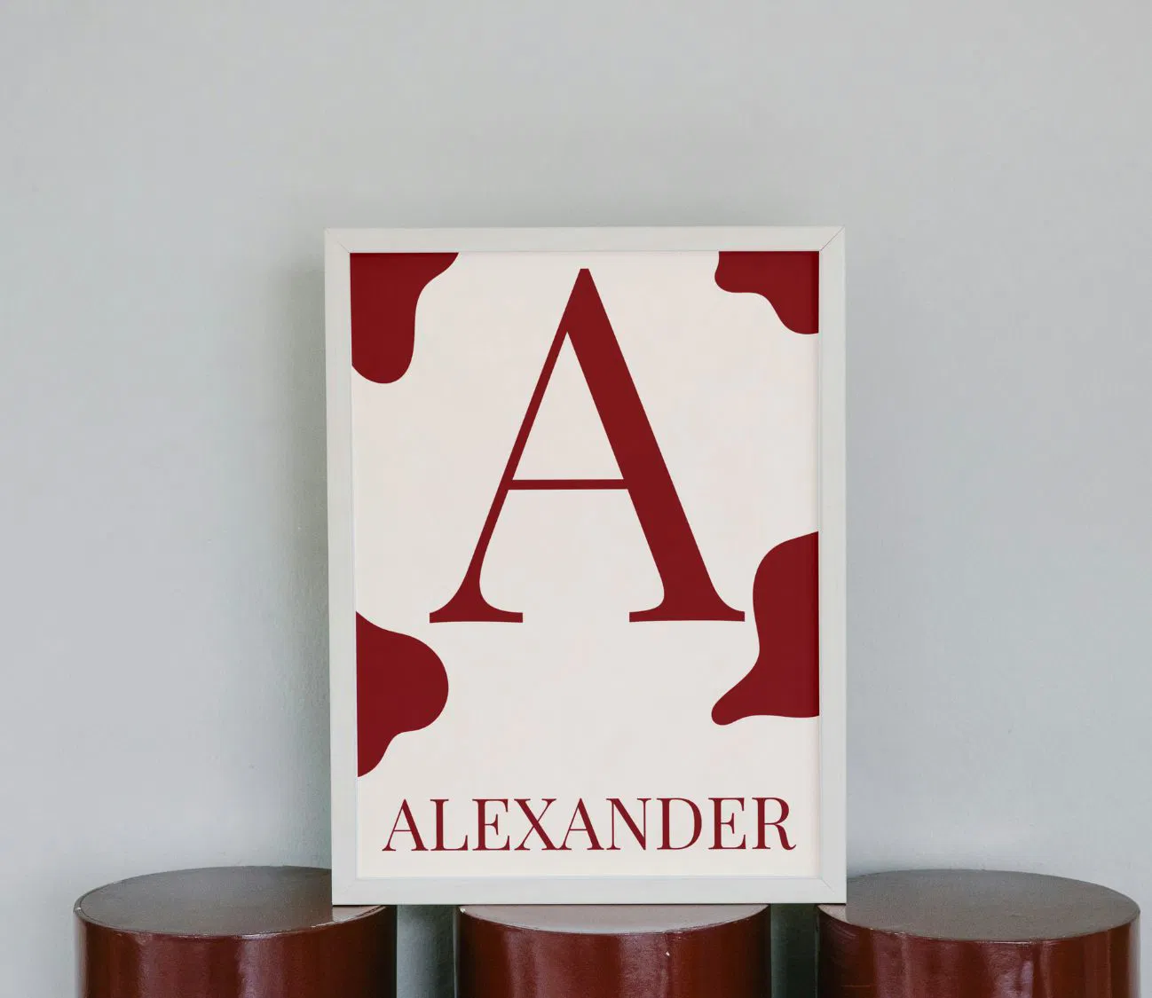 פוסטר קיר אישי בעיצוב אבסטרקט בורדו יוקרתי