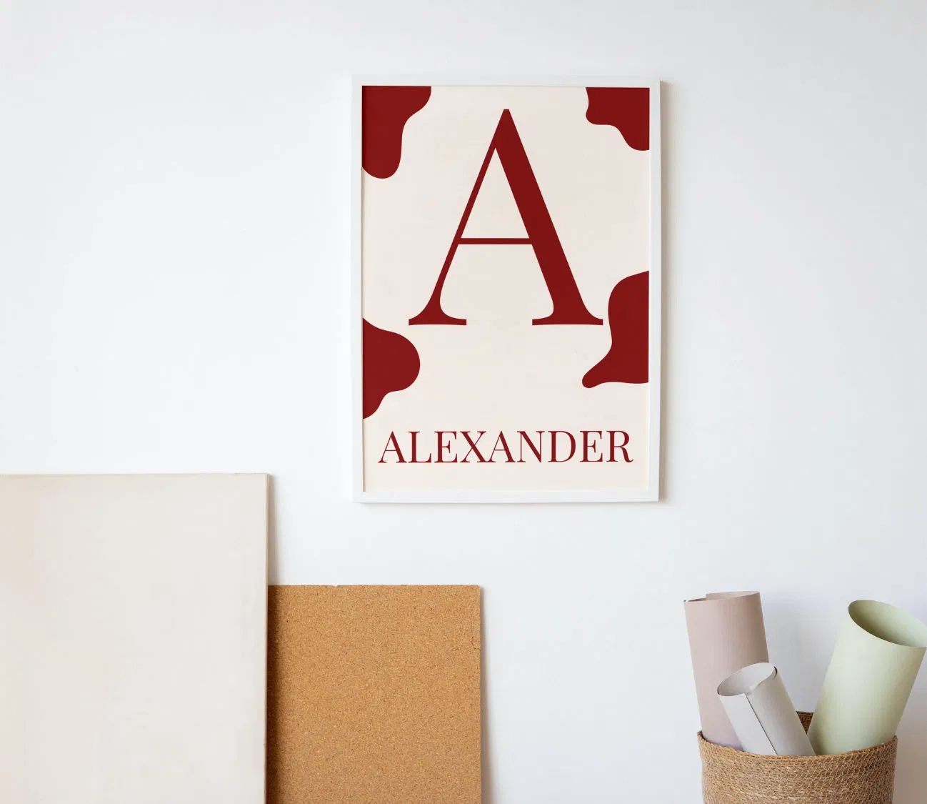 עיצוב אבסטרקט מודרני בצבעי בורדו – פוסטר ייחודי בהתאמה אישית