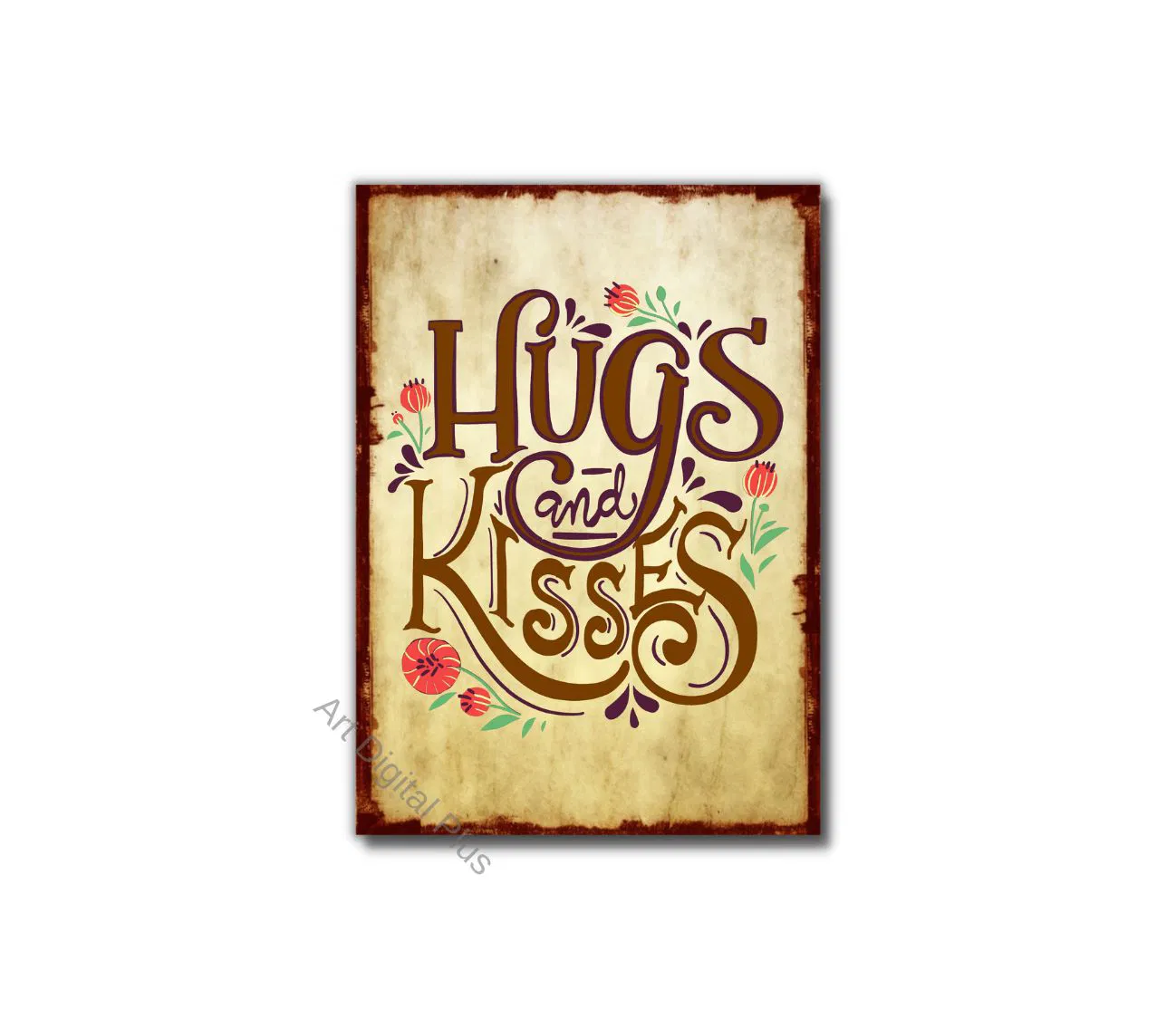 פוסטר שמפזר חיבוקים ונשיקות על הקיר