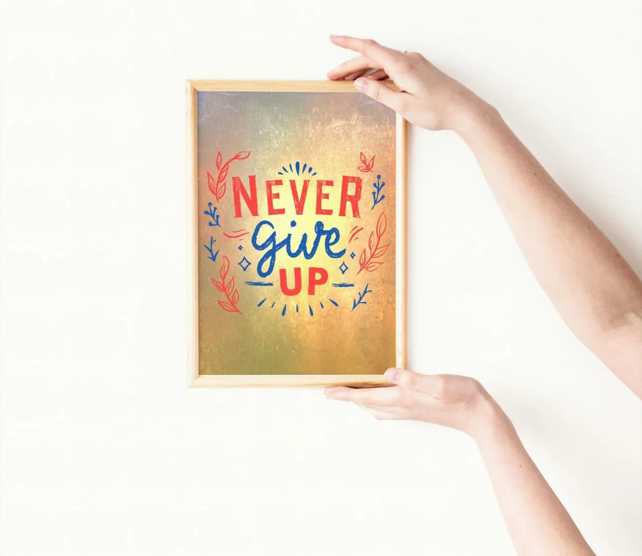 פוסטר רטרו מלא השראה – NEVER GIVE UP