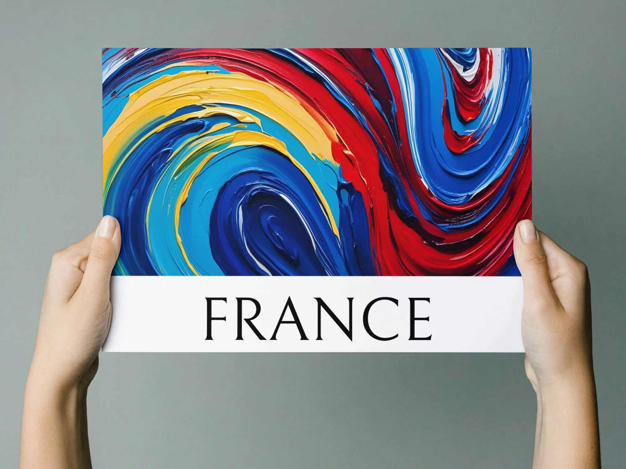 פוסטר צבעוני עם כיתוב צרפתי – שילוב של יופי ואלגנטיות