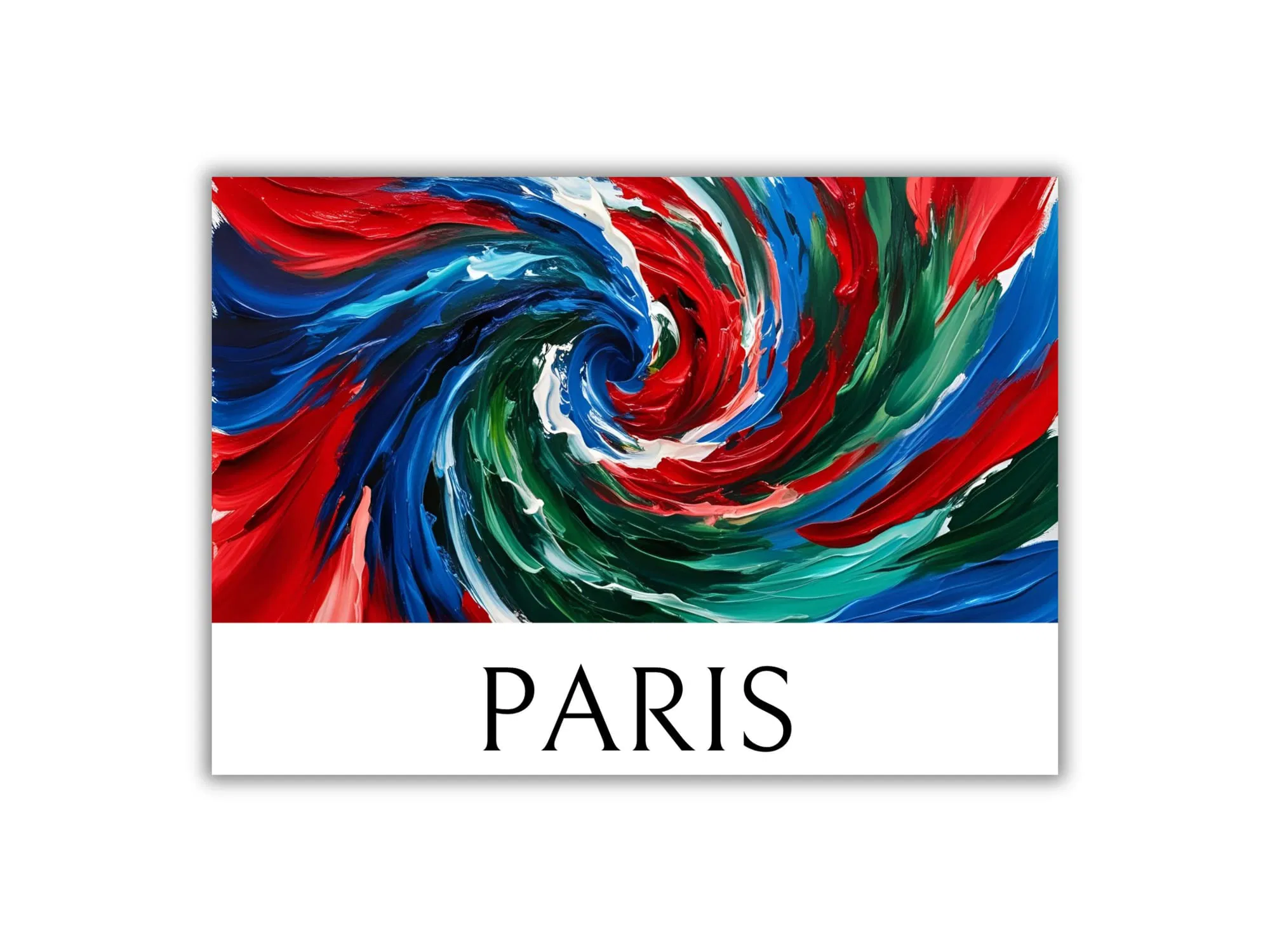 אומנות מודרנית בצבעים עוצמתיים וכיתוב Paris אלגנטי