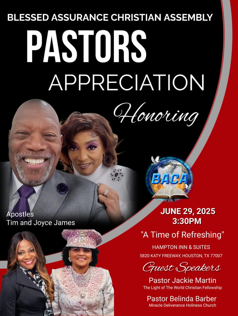 RSVP FOR APOSTLES TIM AND JOYCE JAMES' PASTORS APPRECIATION 2025