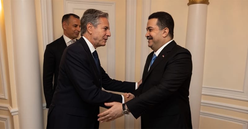 قبيل زيارته للمنطقة.. بلينكن يبلغ السوداني مسؤولية العراق في حماية المستشارين العسكريين من أية هجمات