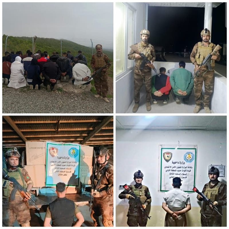 القبض على 35 متسللا آسيويا حاولوا تجاوز الحدود العراقية بطريقة غير شرعية في السليمانية