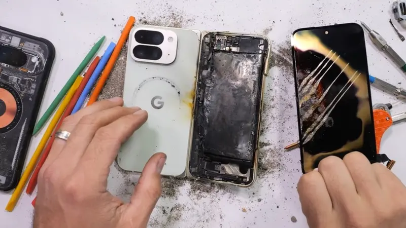 انفجار بطارية هاتف بيكسل 10 برو فولد خلال اختبار المتانة