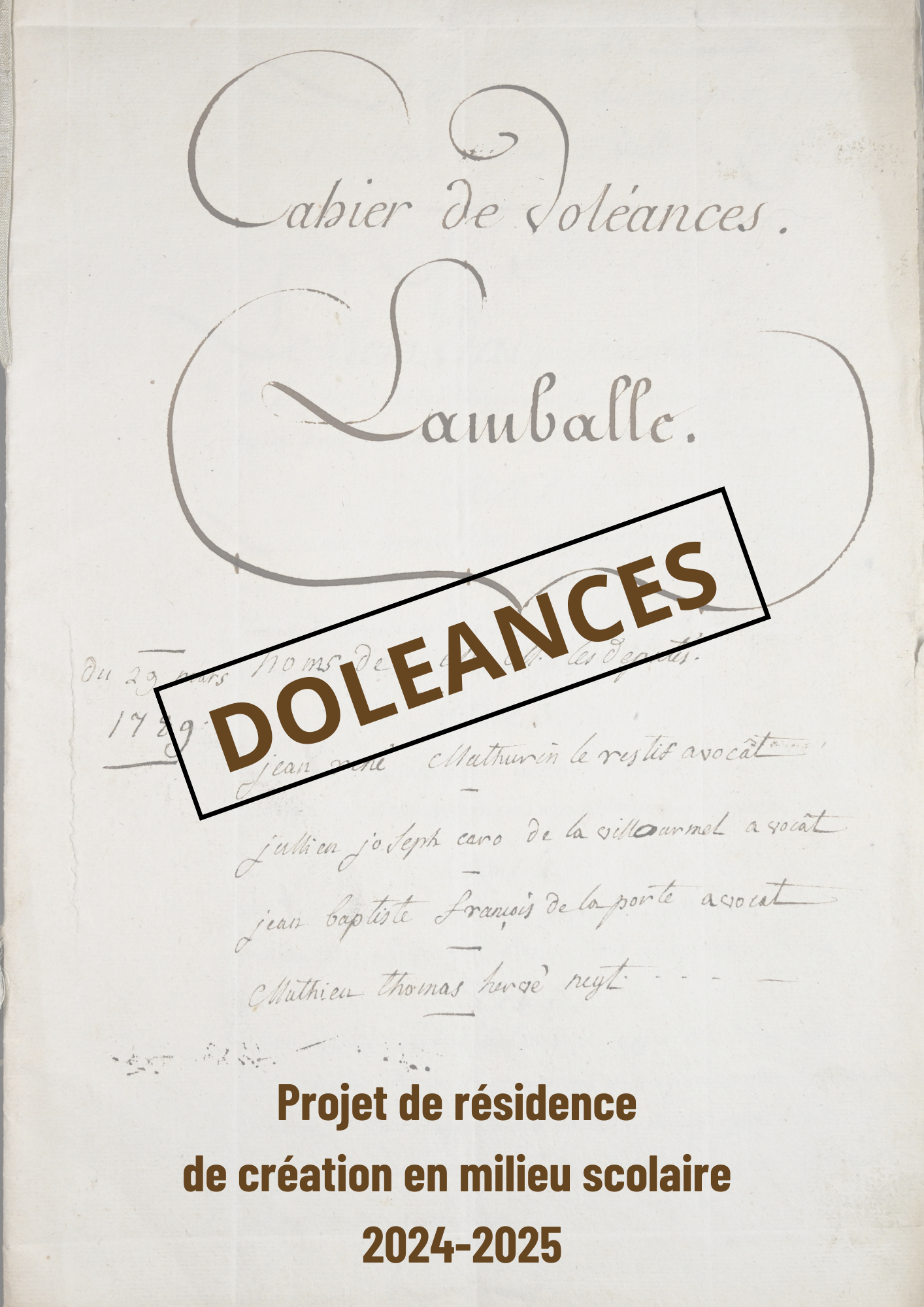 PROJET DOLEANCES 1789-2019