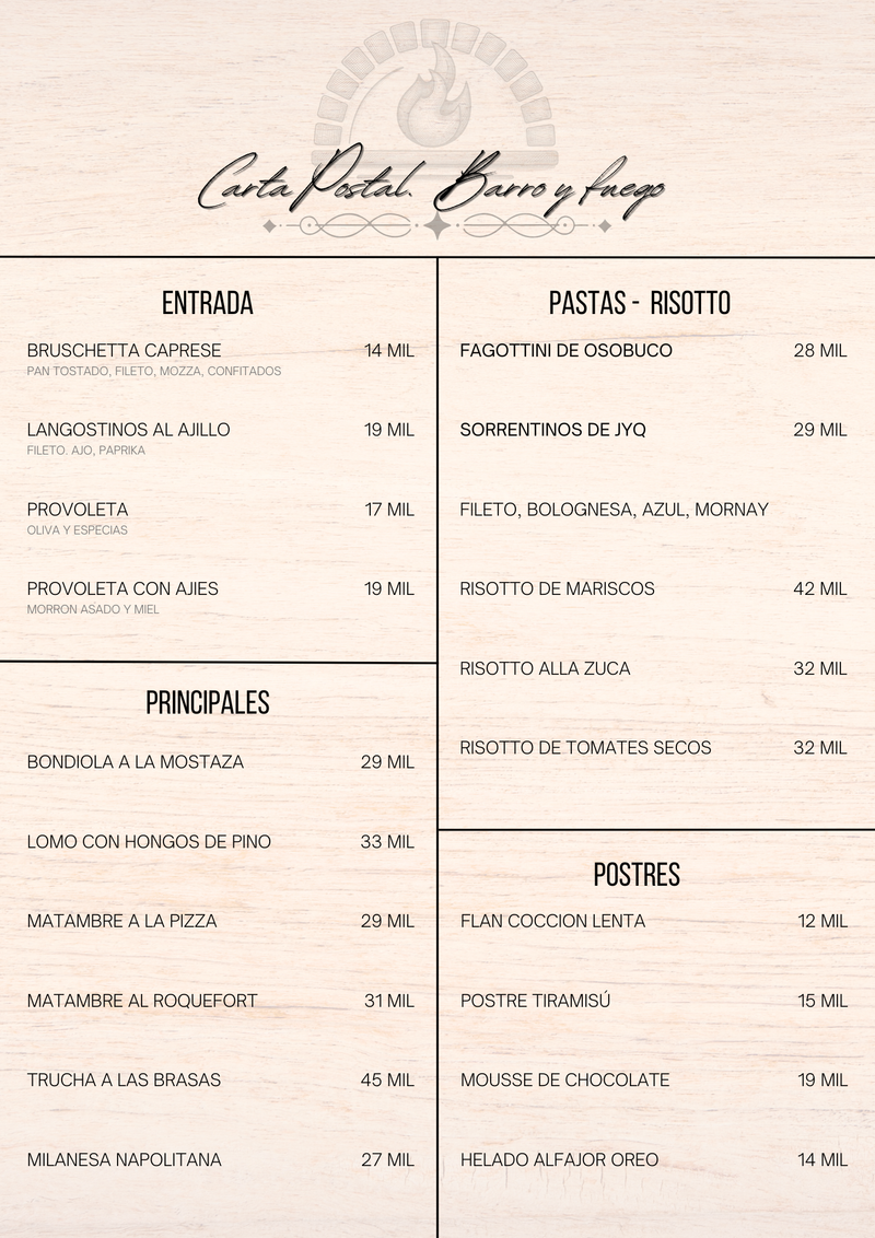 Nuestros platos cocidos con leña en horno de barro