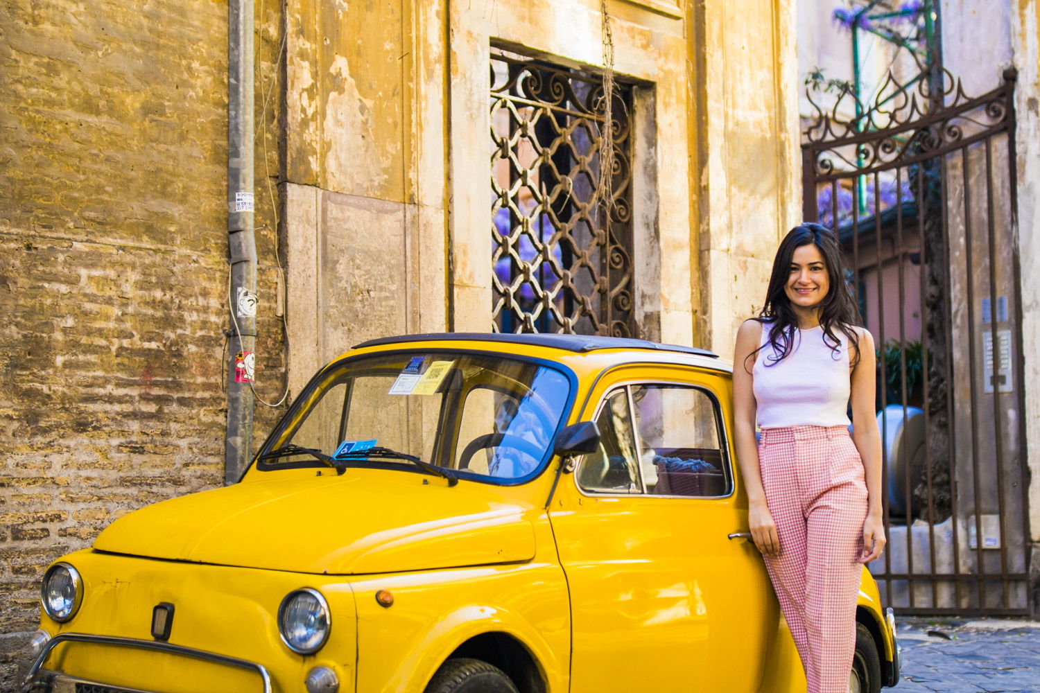 fiat 500 vintage car photo in rome