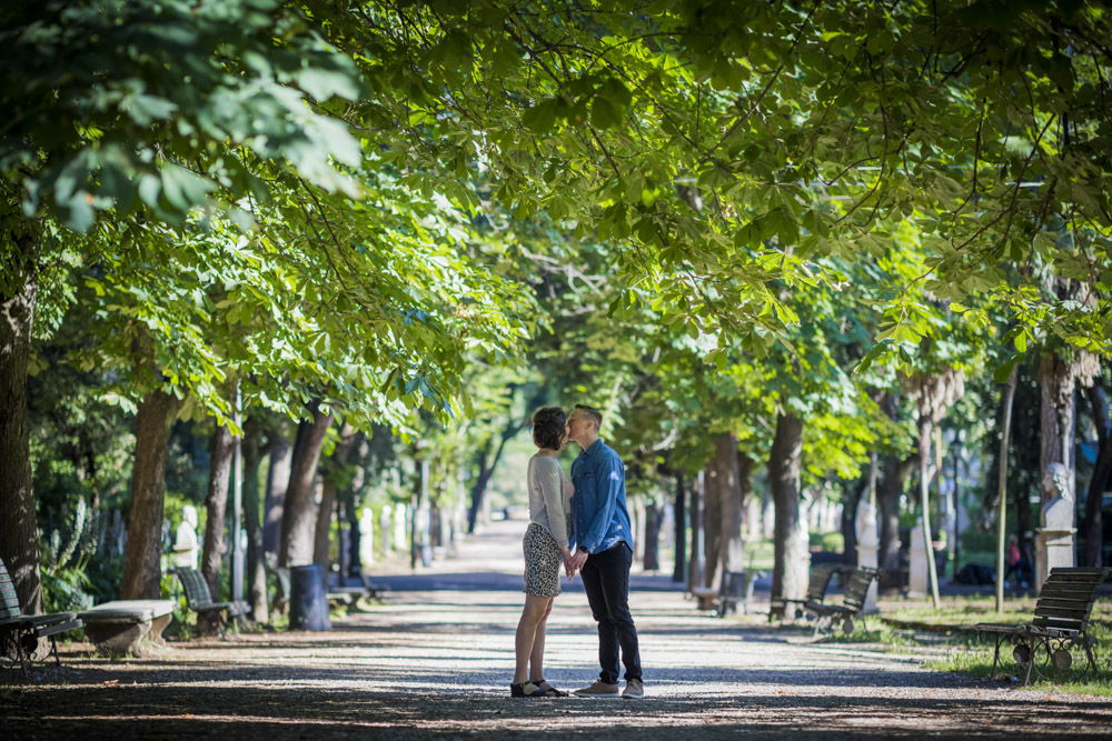 Villa Borghese engagement photo session