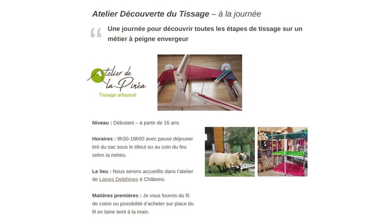 Atelier Tissage Organisé par Atelier Pinea