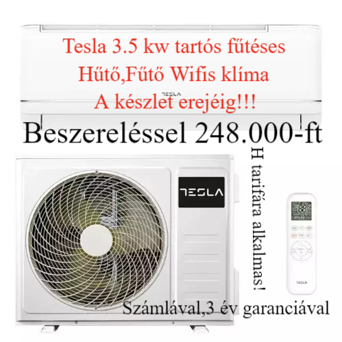 Tesla TA36QQDT-1232IAWT, Inverteres 3,5 kW-os klíma szett Beszereléssel 248.000-ft