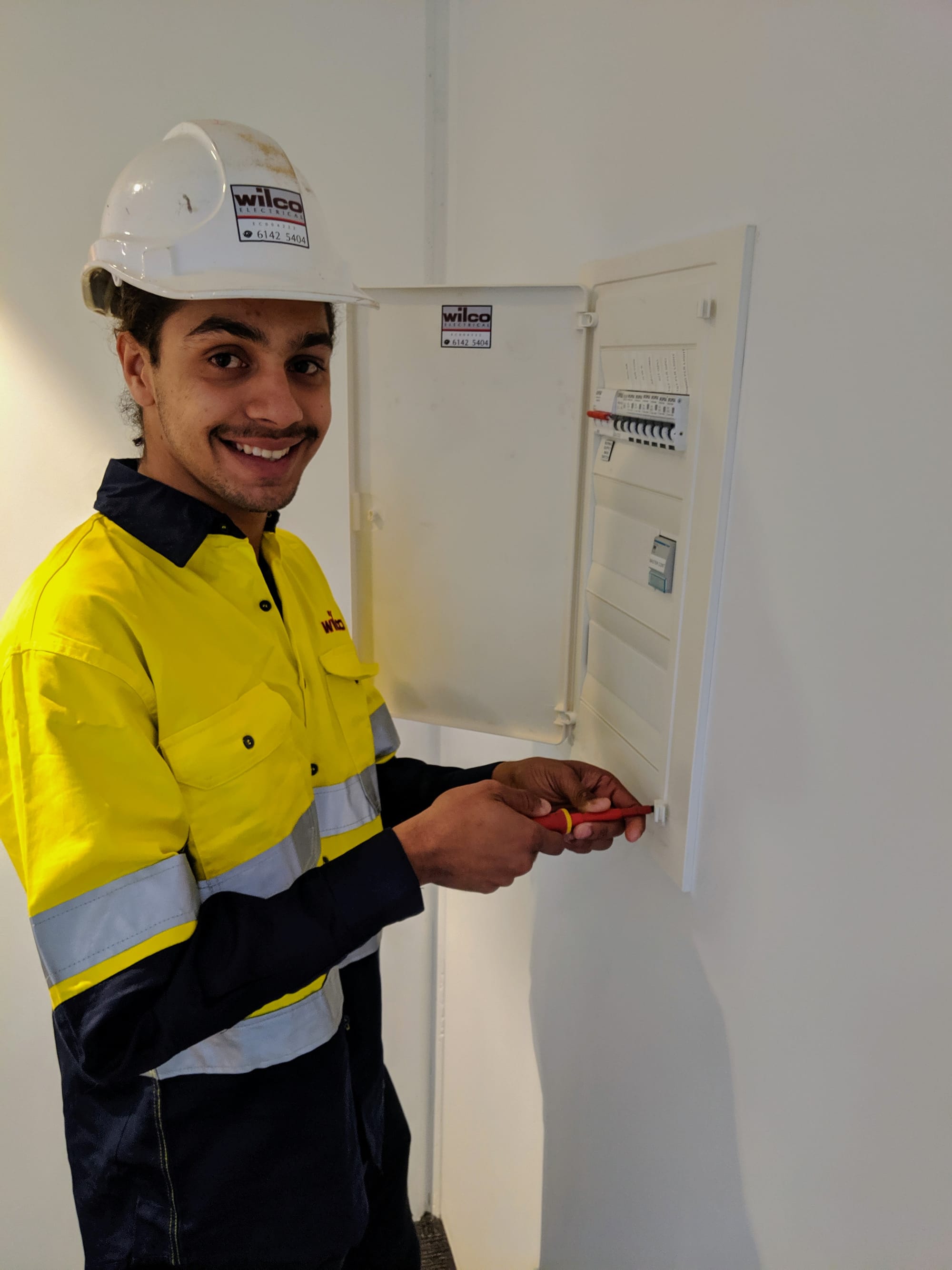 Wilco electrician at a Vicinity Centres switchboard