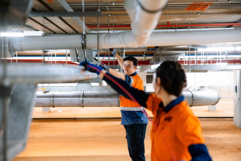 Wilco crew working on essential services rising submains at Sir Charles Gairdner Hospital