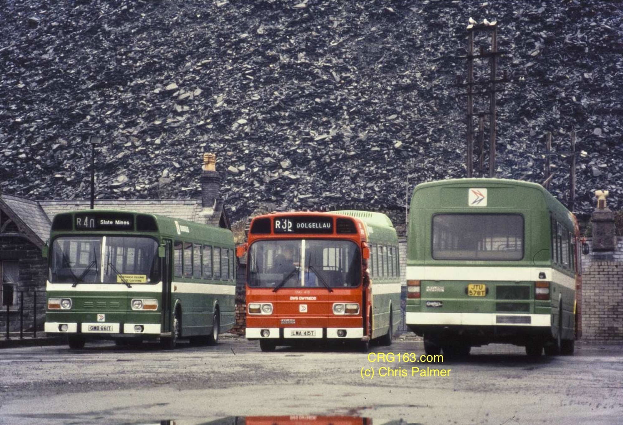 SNL661; SNG415 & SNG578 - Crosville Blaenau Ffestiniog depot - April 1986