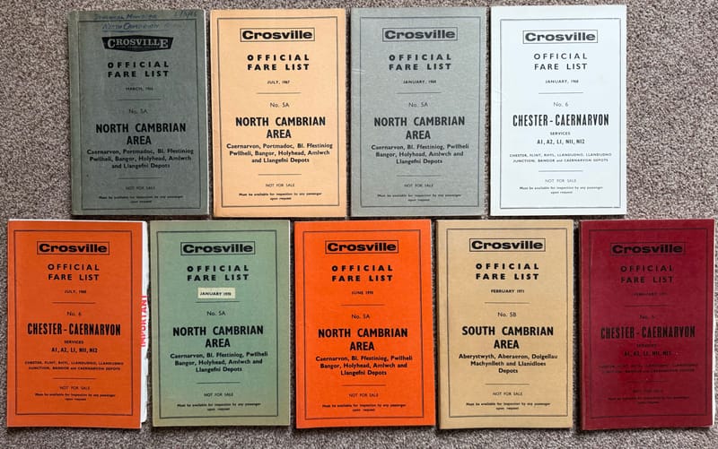 ‘Crosville Official Fare List’ books - 1966 to 1971