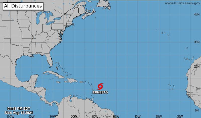 طوفان استوایی ارنستو در اقیانوس اطلس شکل می گیرد. هیچ تهدید مستقیمی برای دومینیکا وجود ندارد