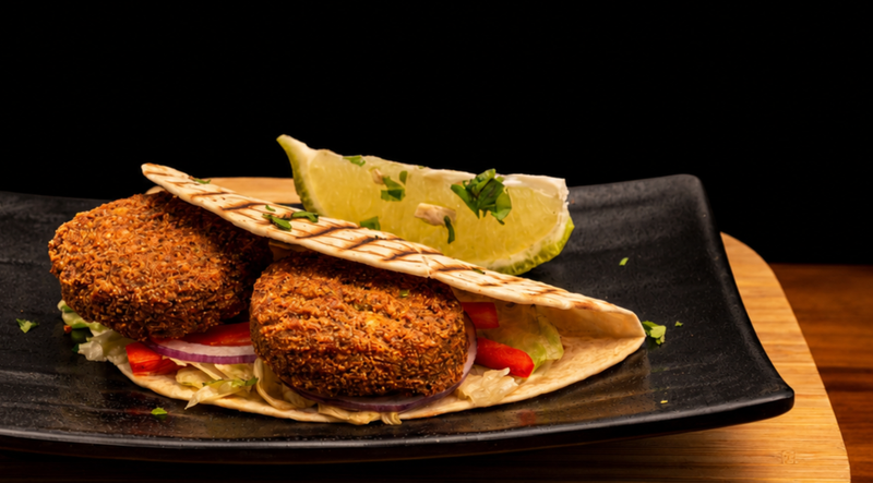 FALAFEL TACO - Lettuce, Red Onion, Red Bell Peppers and Sour Cream