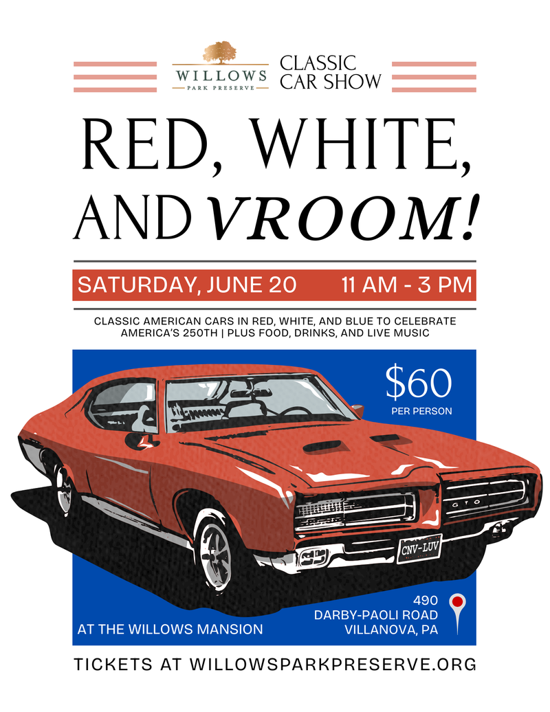 Red, White, and VROOM! Classic Car Show at the Willows Mansion