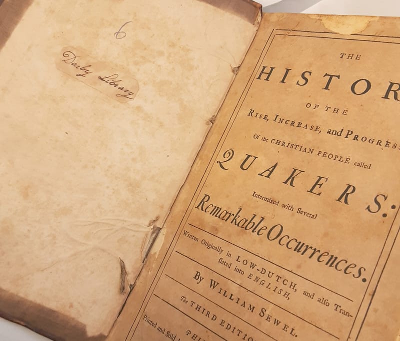 Treasures from the Darby Library: Come See the First Book Benjamin Franklin printed on his new press, property of the Library Since 1745