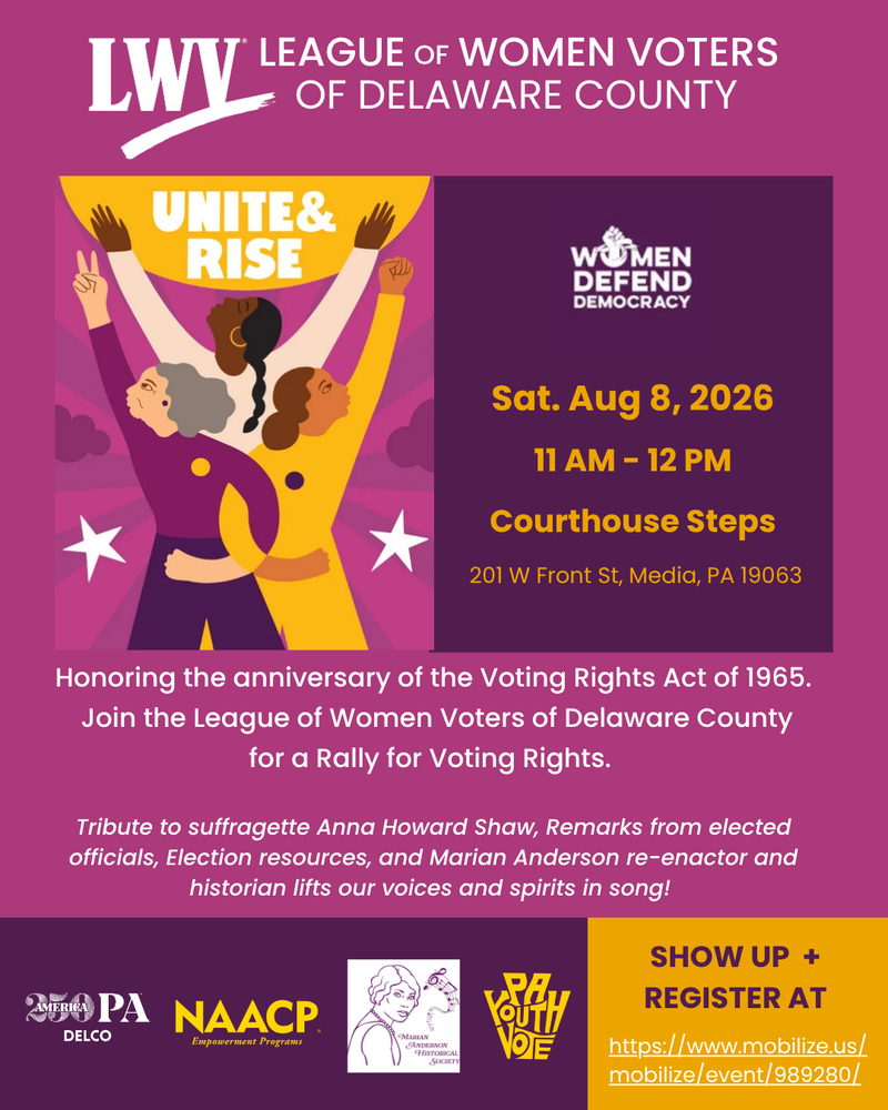 A Rally for Voting Rights:  honoring the anniversary of the Voting Rights Act of 1965.