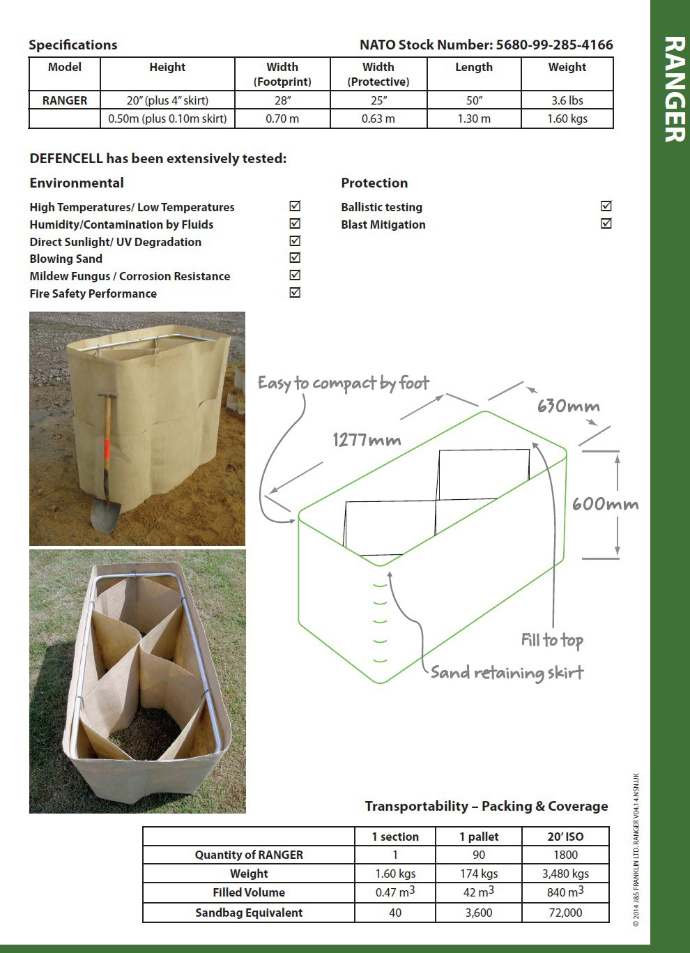 Defencell Ranger (40 Sandbags Equivalent)