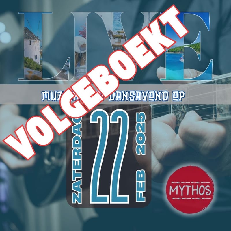 Live muziek- en dansavond bij Grieks restaurant Mythos – zaterdag 22 februari 2025