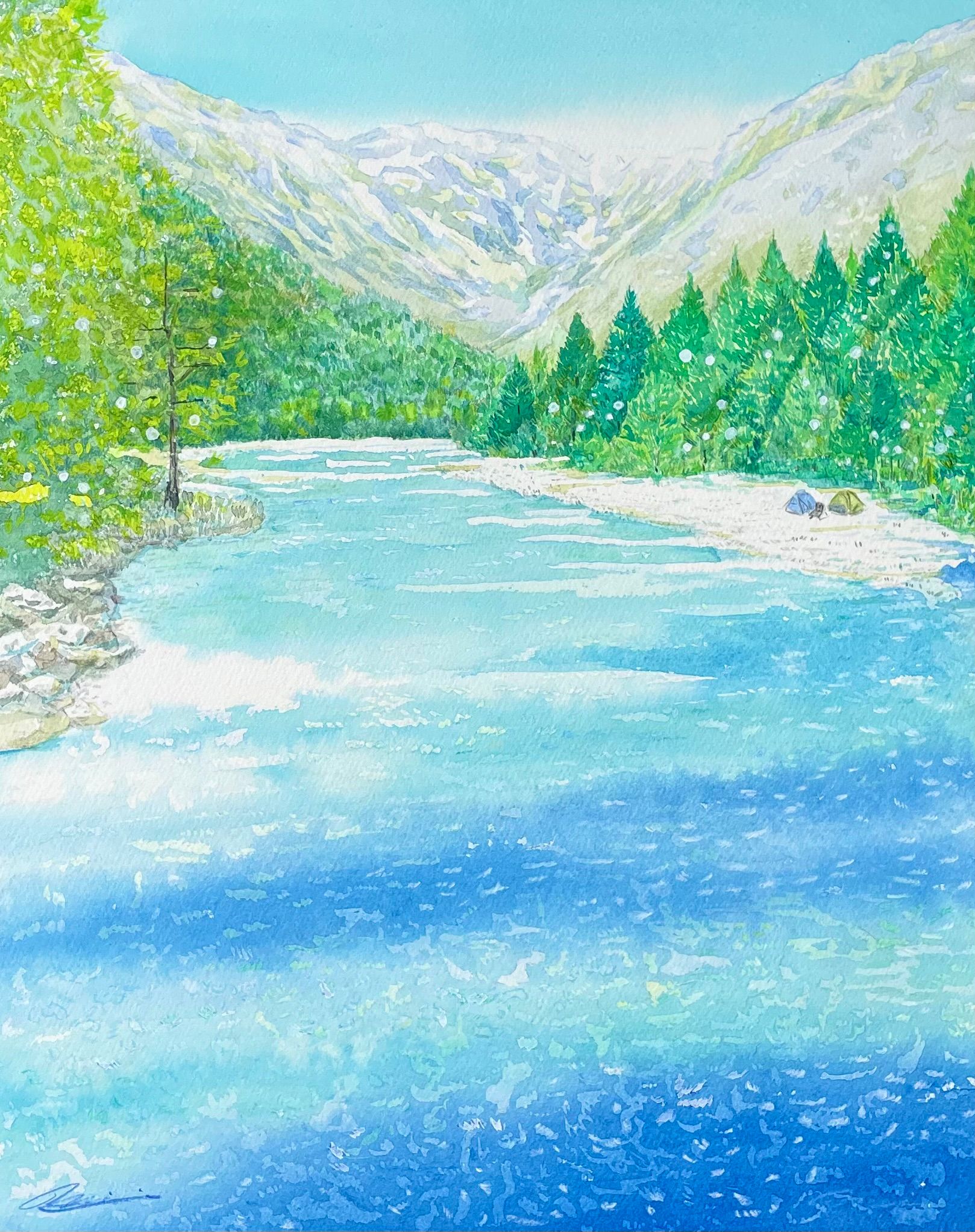 【夏に舞う雪　上高地】