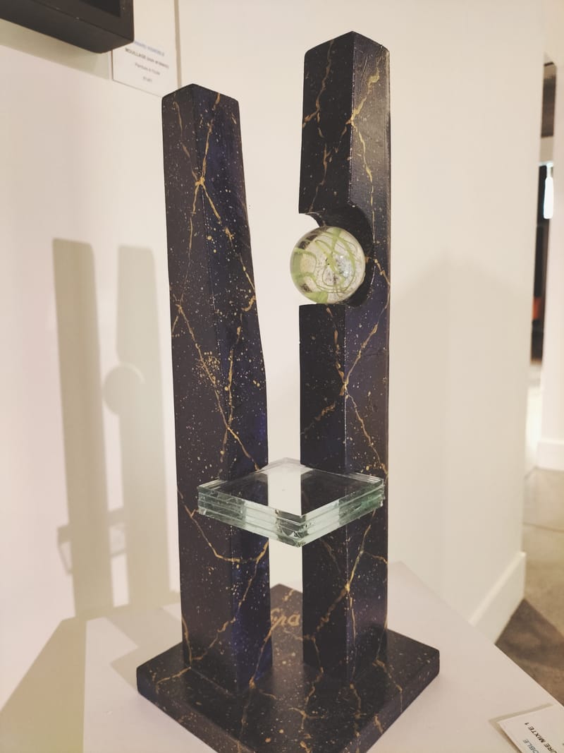 sculptures mixtes bois verre