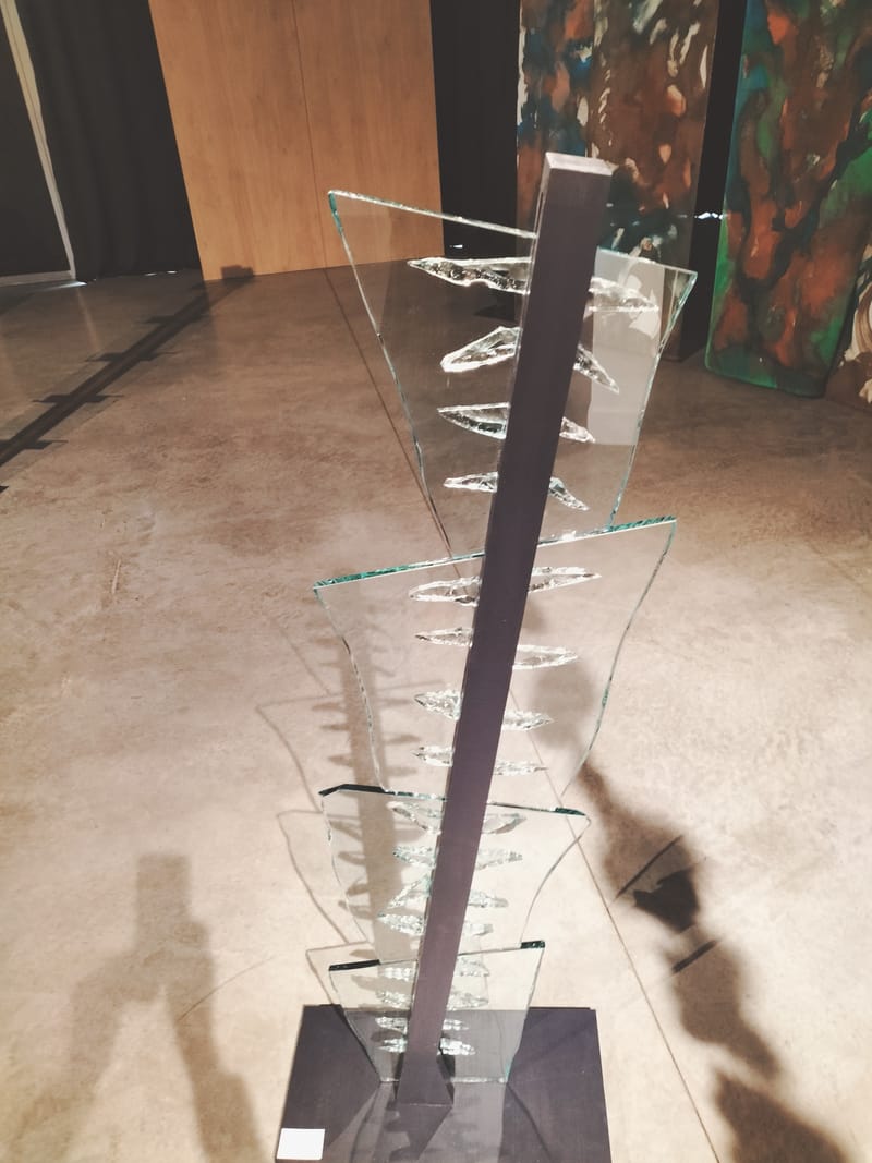 sculptures mixtes bois verre