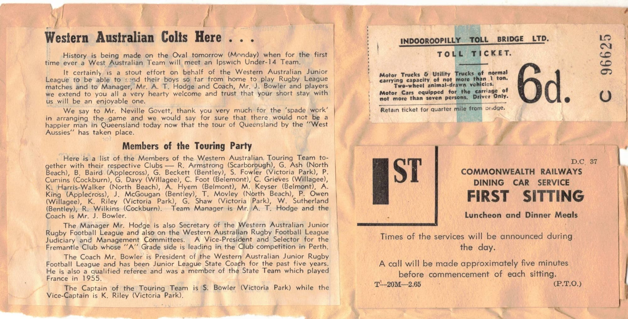 1965 Junior State team U14s Qld