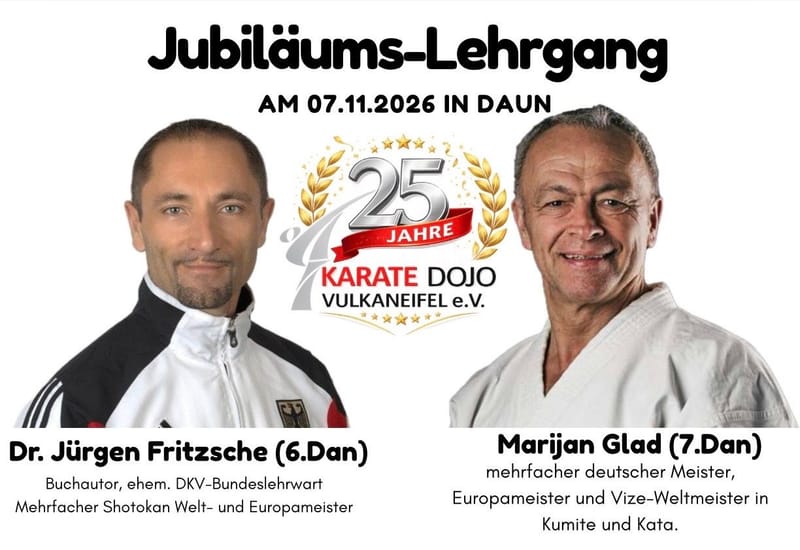 Jubiläums-Lehrgang mit Marijan Glad (7.Dan) und Jürgen Fritzsche (6.Dan)