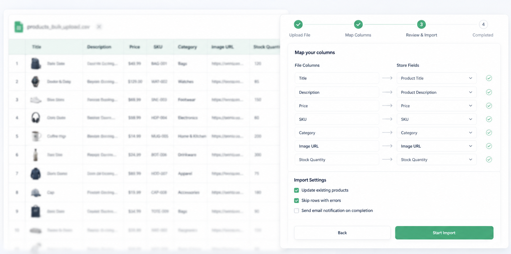 Product Data Entry and Upload