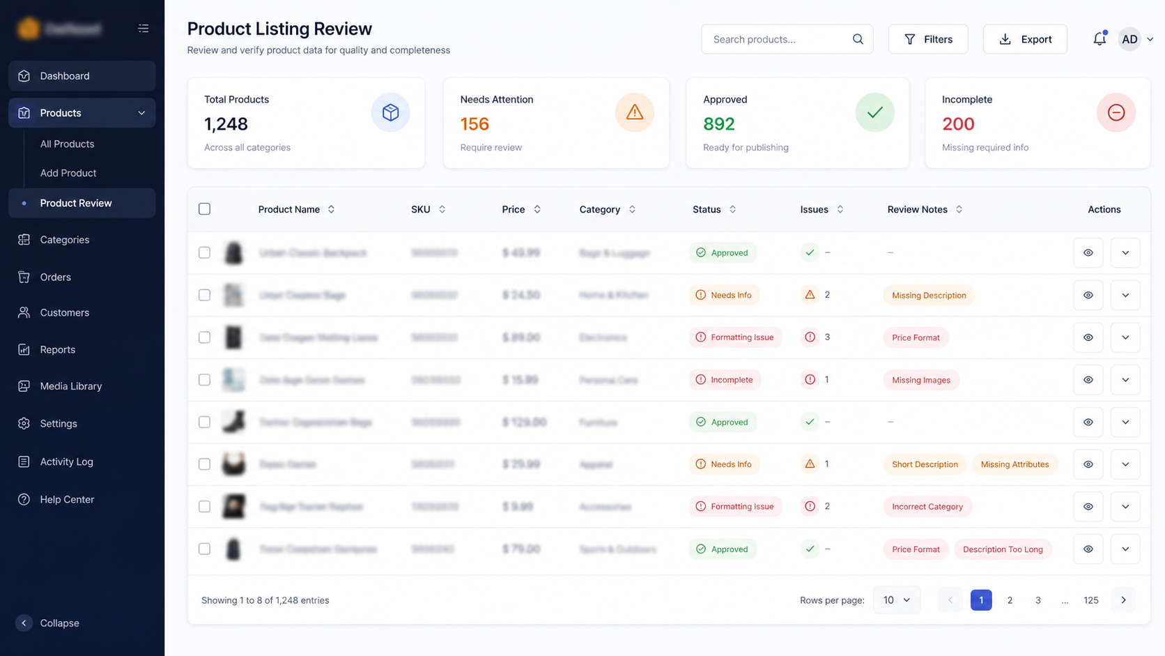 Product Listing Review and Quality Check