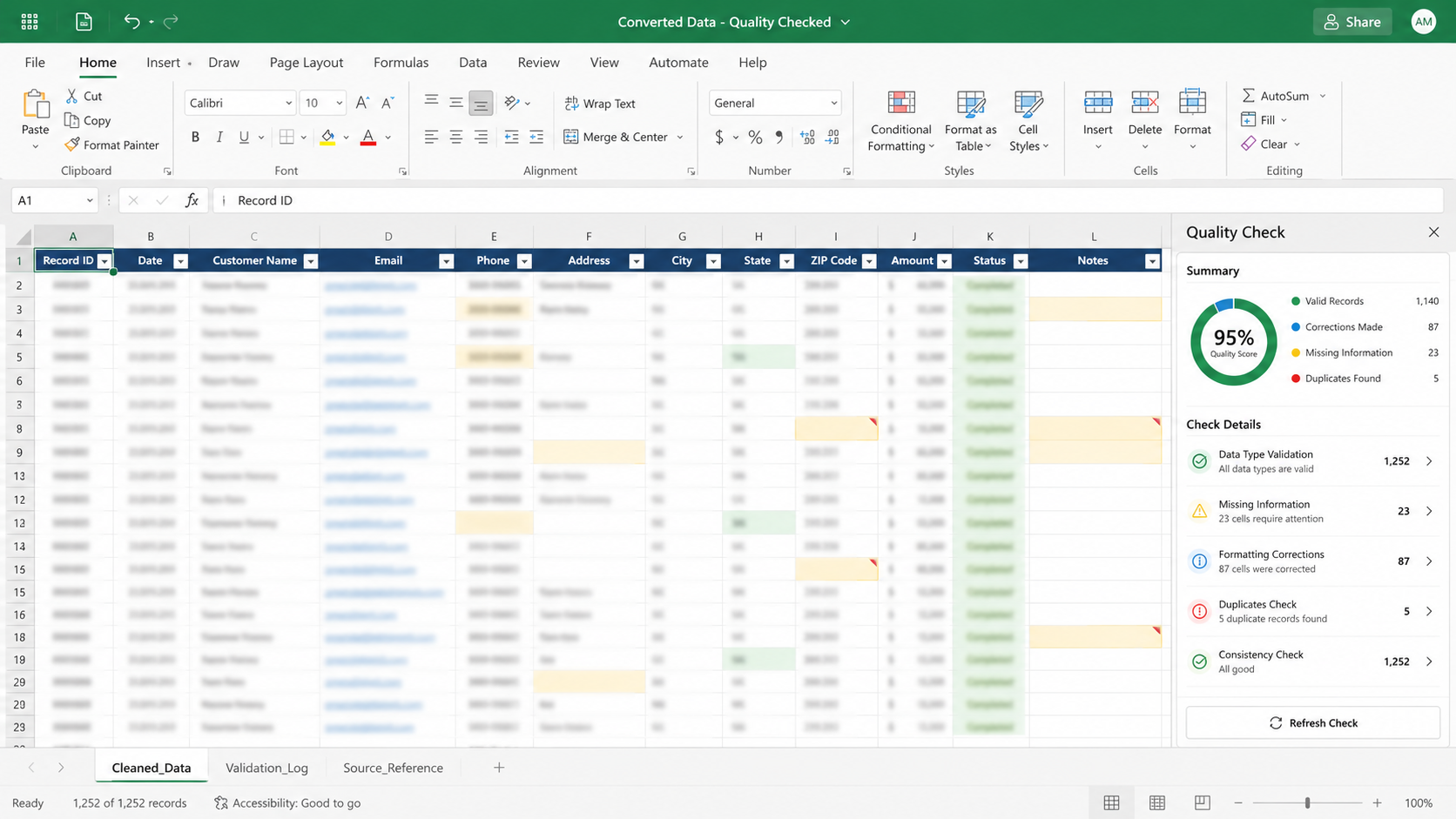 Data Formatting and Quality Check