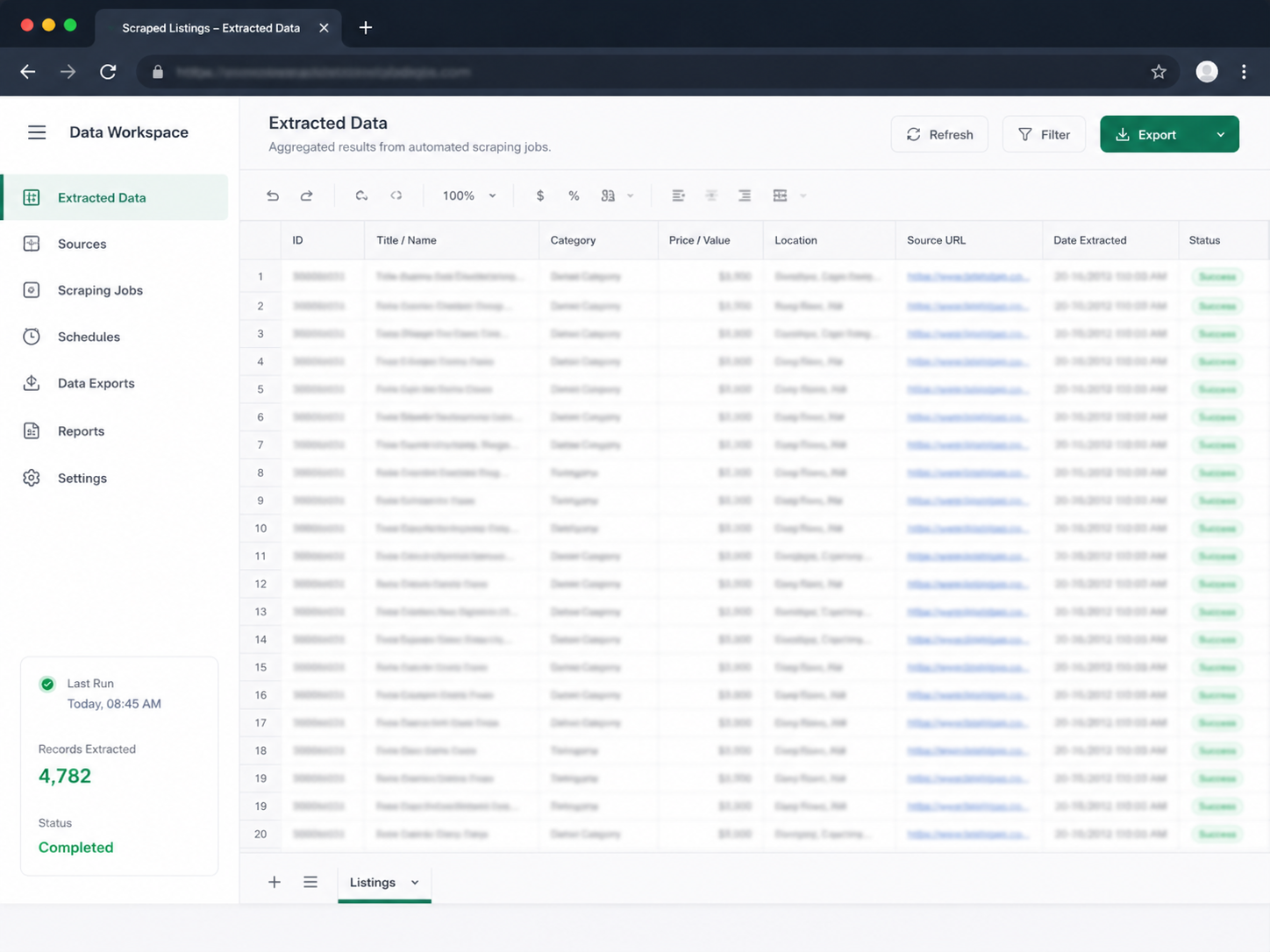 Automated Website Data Extraction