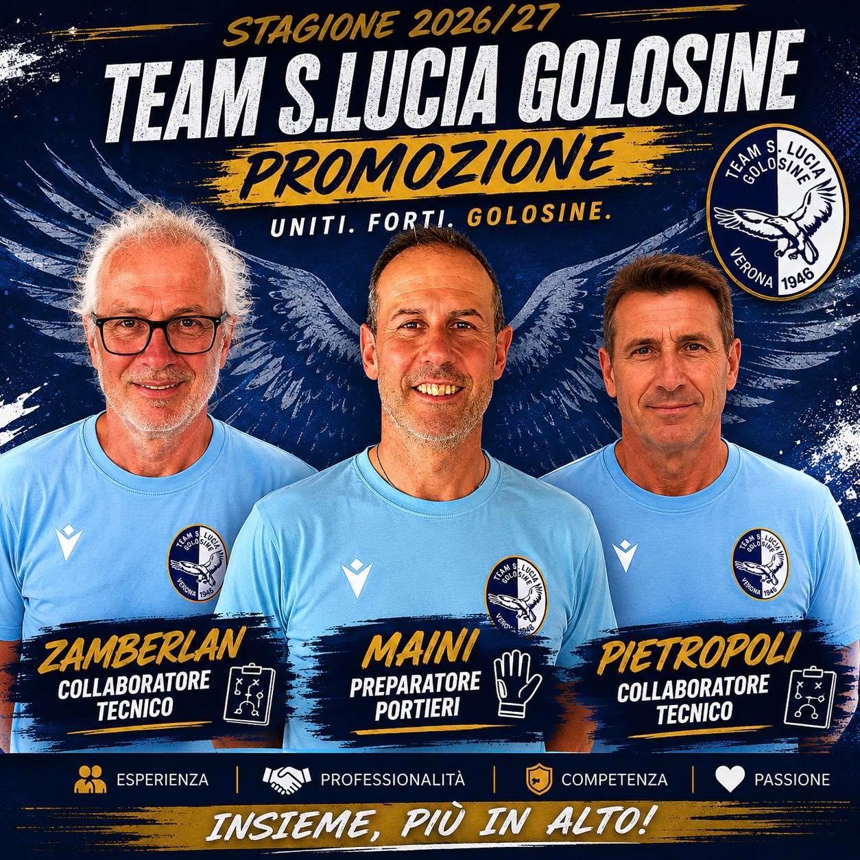 STAFF TECNICO PRIMA SQUADRA: PIETROPOLI SI AGGIUNGE A ZAMBERLAN E MAINI