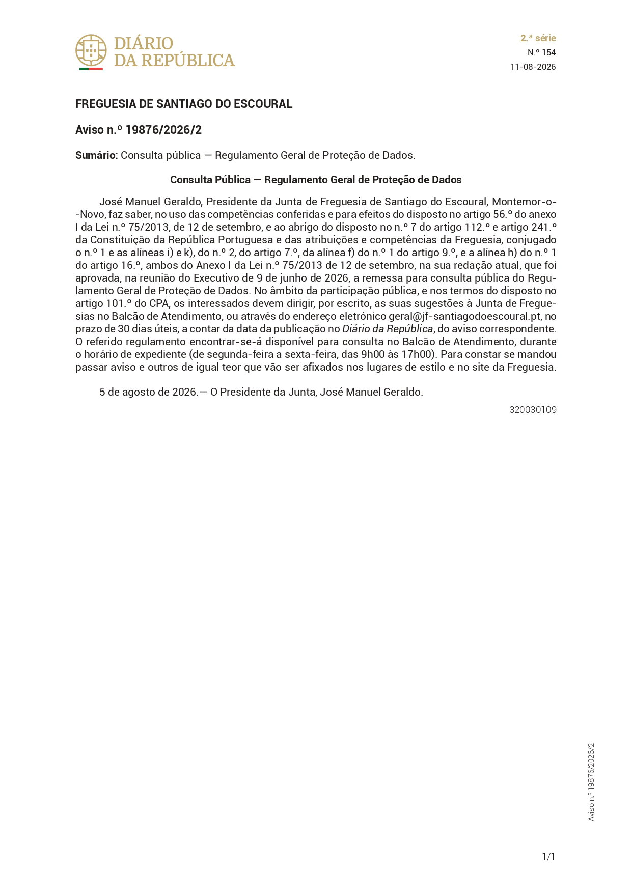 Consulta pública ― Regulamento Geral de Proteção de Dados
