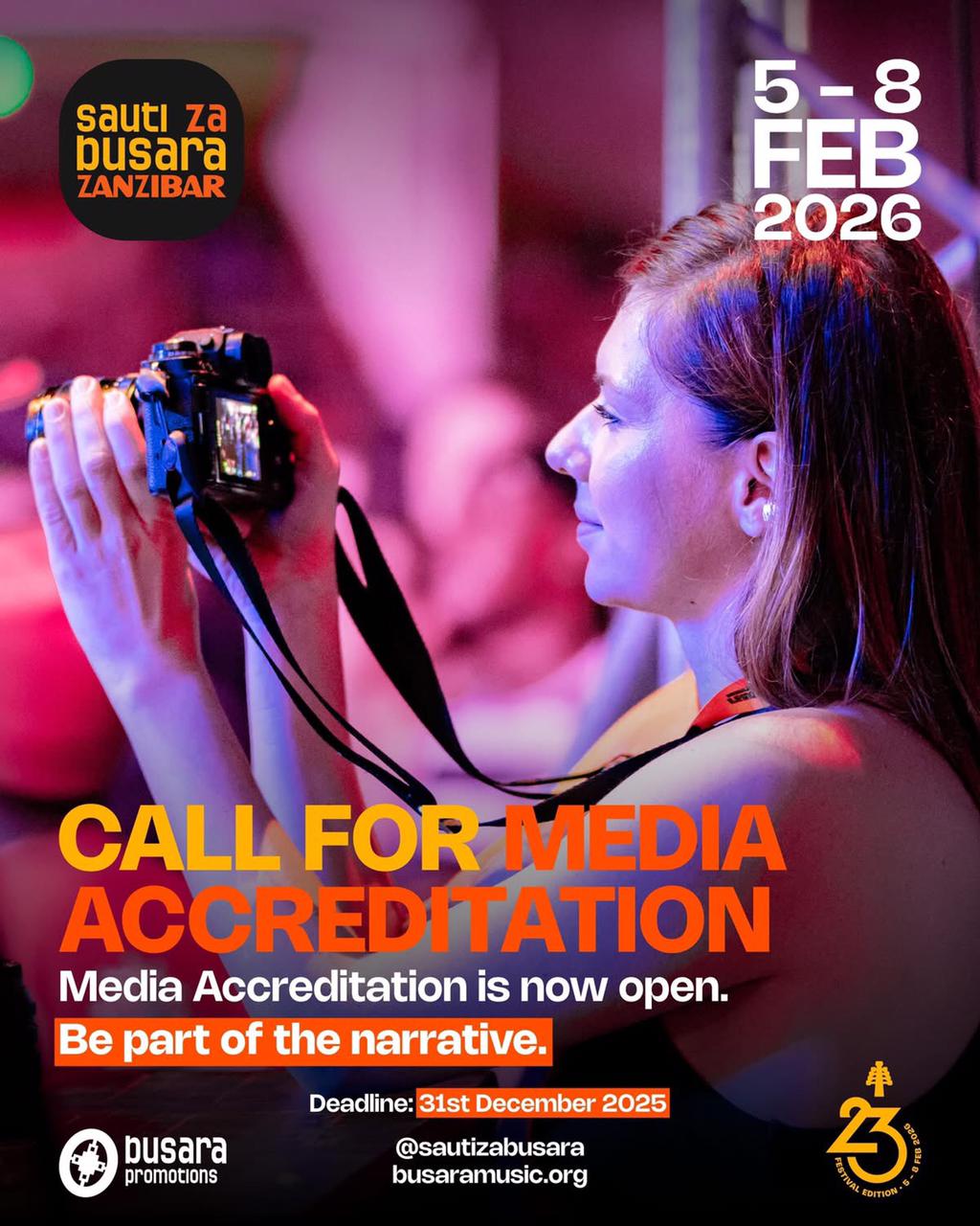 Call For Media Accreditation: Sauti za Busara 2026